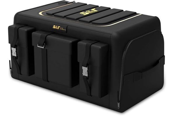 Ergocar Organisateur de Coffre de Voiture Sacs pour Coffre de Voiture en Oxford sac 3 Fois la Taille Pliable Grande Capacité Organiseurs pour Auto/SUV/Camion (Noir, 50L Avec poches latérales)