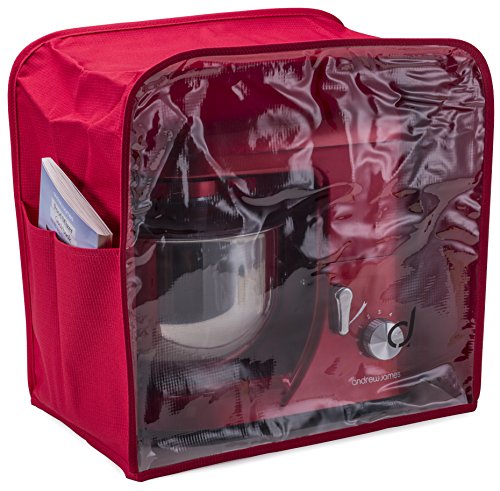 Andrew James – Rote Premium Schutzhülle mit großem Sichtfenster für Standmixer/Küchenmaschine – Geeignet für alle Kenwood Chef und Andrew James Standmixer