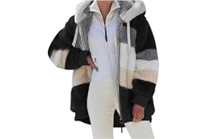VDDTAGAM Fleecejacke Hoodie Damen Kapuzenpullover Teddy Fleecejacke Warm Herbst Wintermantel Stilvoller ReißVerschluss Fellmantel PlüSchjacke Mit Taschen