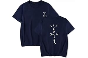 NUTSIE Travis Scott T-Shirt Col Rond Hip Hop Rap à Manches Courtes, Mode Casual Sweat-Shirt Lâche Hommes Femmes Noir Top Oversize