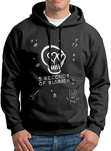 5 Seconds Of Summer Skull Logo Printing College Hoodie Sweatshirt Men's Black -  Black - 