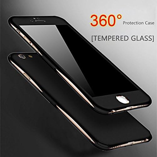 ComKey iPhone 7 360 Case, iPhone 7, Full Body Case + Tempered Glass Screen Protector, iPhone 7 Front and Back Case (Black)