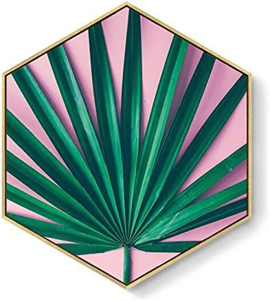 L　MINRAN DECOR - Canvas Art Print Framed Multi-hexagon plant leaves Painting Modern Canvas Prints Artwork Pictures Paintings on Stretched and Framed Canvas Wall Art - ZSH108 , 8 , 40*46cm