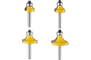 GENERIC Yueqing Zhongji roundover router bit 1/4 shank router bits 1/4 shank 1/4-Inch-6.35MM Shank Roundover Edging Router Bit Set，Corner Rounding Edge Forming Bit Set， 1/8", 1/4", 3/8", 1/2" Radius (4 Pack)