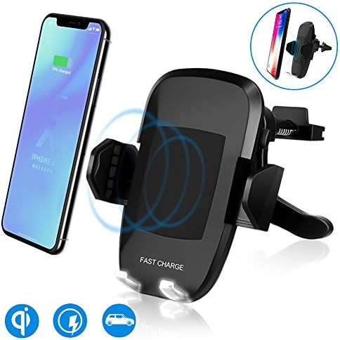 popwinds Wireless Car Charger, 10W Qi Fast Wireless Charging Phone Holder with Type C Port for iPhone X/8/8Plus/Samsung Galaxy Note S9/8/S8/S8+/S7/Note 5