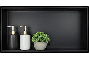 Bernkot Armario de ducha de acero inoxidable, 60 x 30 x 10 cm, organizador para cuarto de baño, color negro