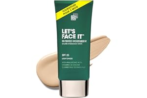 Shakeup Cosmetics Hydratant Teinté Homme, Maquillage Végan pour Hommes, Couvrance Naturelle contre Rougeurs & Imperfections, Hydratation 24h avec SPF, Teinte Light, 50 ml. Aka. LET’S FACE IT