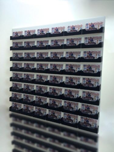 Marketing Holders 48 Pocket Transparent White w/ Black Business Card Holder Acrylic Wall Mount USA by Marketing Holders