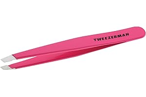 Tweezerman Slant Tweezer, Full Size, Professional Stainless Steel Precision Tweezers for Facial Hair and Eyebrows, (Pack of 1)