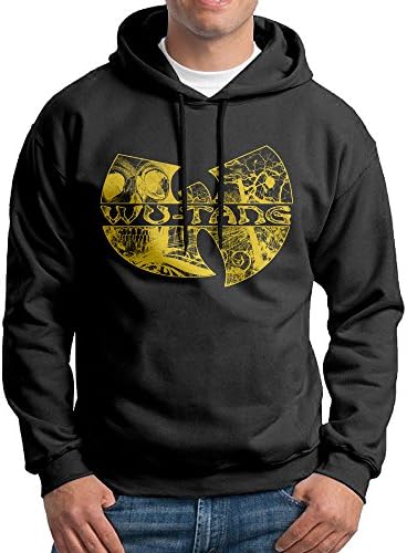 Wu Tang Logo 100% Cotton Long Sleeve Hoodies For Men -  Black - 