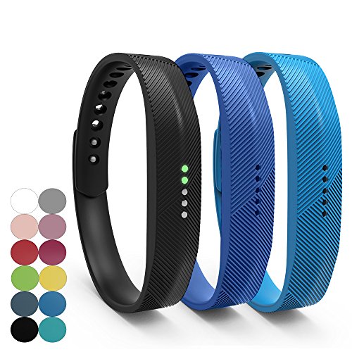 iFeeker Bracelet de Remplacement en Silicone Souple Fermoir en métal Montre-Bracelet Détenteur de Bande Étui pour Fitbit Flex 2 Fitness Tracker (Petit ou Grand Format Disponible)