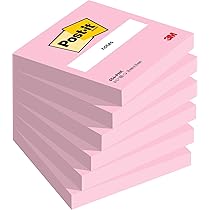 Post-it Rosa 76x76 Mm - Confezione Da 6 Blocchetti - Carta Sostenibile PEFC - Per Appunti E Promemoria