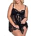 Produktbild Sexy Dessous Kleid,LULO Lace sexy Neckholder Nachthemd, Damen Dessous Babydoll Unterwäsche | Bowknot Nachtwäsche | Spitzenkleid G-String, Plus Größe S ~ 5XL (Schwarz, 2XL)