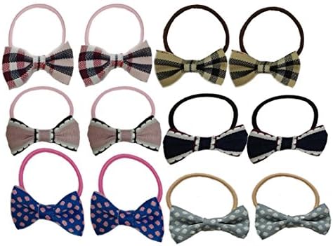 Itplus 12pcs/pack Pet Dog Hair Ties Bows Topknot Small Bowknot with Rubber Bands Cute Grooming Hair Accessories