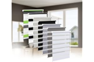 Eurohome Doppelrollo Klemmfix ohne Bohren, Duo Rollo,40cm x 130cm (Stoffbreite 36 cm) Weiß Transparentes und undurchsichtiges Sichtschutz Rollo mit Klemmträgern für Fenster und Türen