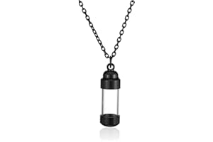 Jovivi Collana in acciaio inox con ciondolo a forma di urna in acrilico con ciondolo apribile, idea regalo e Acciaio inossidabile, colore: Nero , cod. TTDE001794