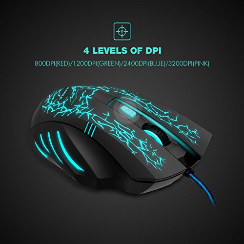 Havit Raton Gaming LED Raton Gaming Mouse HV-MS672 Al  mbrico Rat  n para Juegos 2400 dpi 6 Bot  n Rat  n Cableado Ergon  mico  7 Colores LED Relajantes