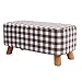 Produktbild Fußhocker Schuhwechsel Hocker Gepolsterte Fußstütze Hölzerner Hocker Staubdicht Fußbank Sitzgarderobe Make-up Hocker Kariertes Leinen Sitzkissen für Flur | Wohnzimmer 60x28x28CM