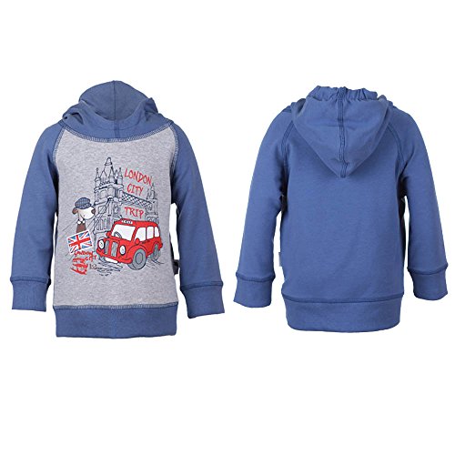 Baby Mini Boys Sweatshirt With Hood, dark blue, size 98, 3 years