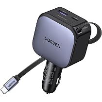 UGREEN Sigarettenaansteker USB-C Autolader 130W – 3 Poorten (2x USB-C, 1x USB-A) – Incl. 100W Kabel – Compatibel Met MacBook, IPhone, IPad, Galaxy, En Meer