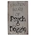 Produktbild Holzschild Caution Home Of Psych Doggie Wandbild Holz Dekoschild Hunde Warnschild MDF 25x15 cm