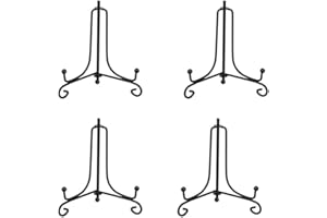 Tincogo Supporto espositore in ferro per foto, cavalletto in ferro nero, espositore per cornici, libri di cucina, piatti decorativi, tablet e arte, 12 cm (confezione da 4)