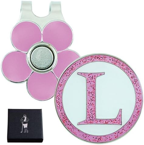 Surprizeshop Sparkly Pink Initial "L" Golf Visor Clip Set
