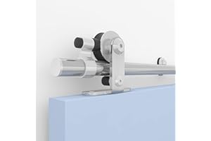 WOLFBIRD Stainless Steel Sliding Barn Door Hardware Kit 5FT/152CM for Single Wood Door Heavy Duty Sliding Door Track - T Shape Hanger