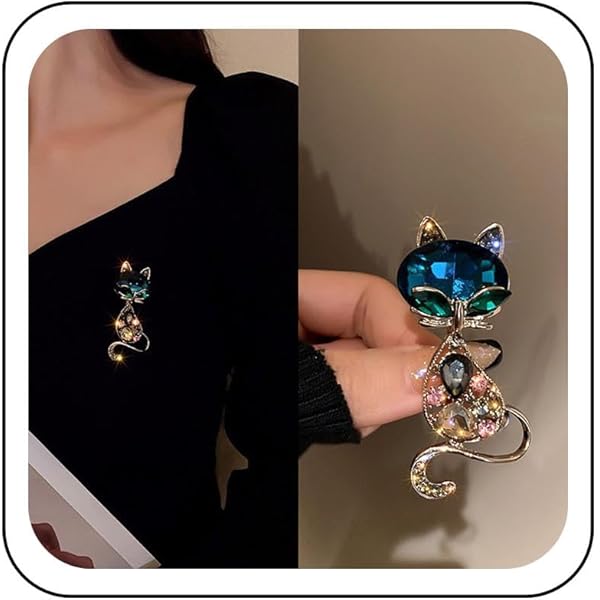 Broche Chat Mignon - Acier Inoxydable - Blanc Ou Noir - Bijou Fantaisie - NEUF