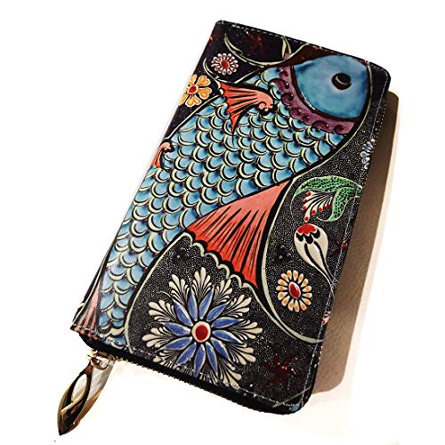 Preisvergleich Produktbild ScrodCat, Damen-Geldbörse Schwarz Fisch 19.5x10.8x2.5cm