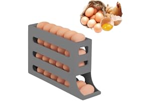 TAECHALINGO Soporte para Huevos,Hueveras para Frigorifico,Dispensador de Huevos,Estante de Huevos,Organizador Automático de Huevos,Egg Dispenser,Organizador Huevos Nevera (Gris)