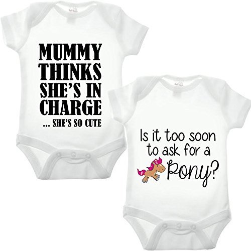 Bullshirt's Cute Baby Double Pack Babygrow (0-3mths, White/White)