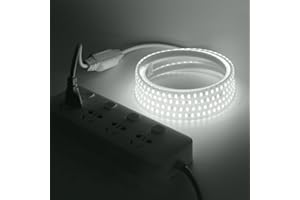XUNATA Ruban Led Blanc, Lumière au LED IP65 étanche 230V Bandeau flexible Ruban LED Light Strip pour Escalier, Chambre, Noël, Fête, etc (2M)