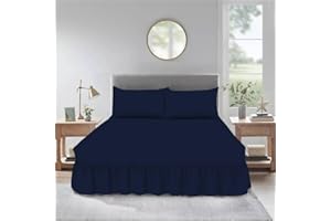 Cozy Haven Bedding Valence Sheet Collection - Soft Brushed Polycotton, Easy Wrap Elastic, Extra Deep Frilled with a Drop of 40cm (Double, Navy)