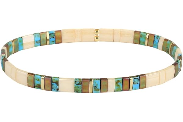 KELITCH Femmes Bracelet Charme en Perles Tila Bracelets Extensible Bracelets Tour D'amitié Bonbons Couleurs