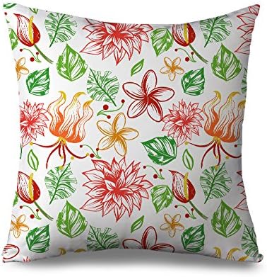 Square Cushion Pillow Cases Art Flower and Leaves Pattern Pillow Cases Home Decorative Canvas Accent Pillow Cover 45 x 45 cm