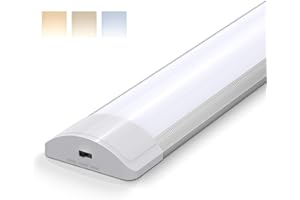 Barrina LED Batten Light 113cm, 36W 3750lm, 3000K/4000K/6500K Color Changeable, LED Tube Lights for Kitchen Office Garage Workshop Lighting, Ceiling Fluorescent Strip Light, 1 Pack