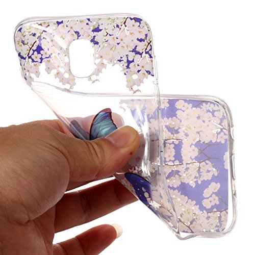Linvei Samsung Galaxy J5 2017 SM-J530  Versione Europea  Funda  Ultra Thin  Transparente TPU Silicona case  Choque Absorci  n  Anti-Ara  azos  - mariposa azul
