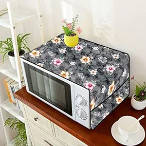 Star Weaves Microwave Oven Top Cover for IFB 30 L Convection Microwave Oven 30FRC2 Floral Pattern (Multicolour) - Oven Top Cover with 4 Utility Pockets and 1 Oven Handle Cover KUM87