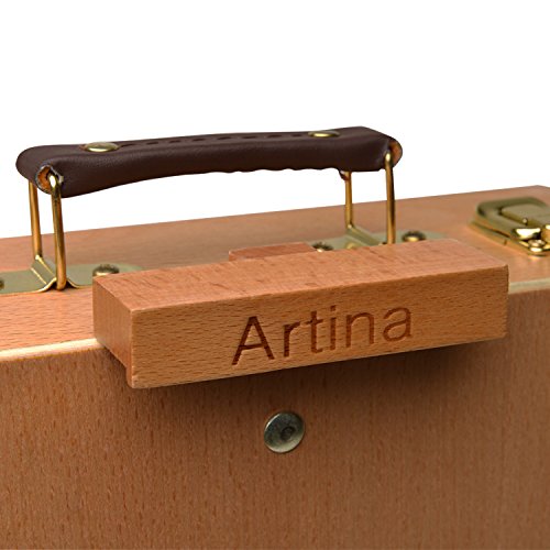 Artina® Koffer-Staffelei Nancy aus Buche Holz für Keilrahmen bis 66cm mit 3 Fächern als Tisch-Staffelei mit Tragegriff - 7
