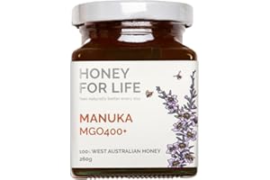 Australian Monofloral Manuka Honey Medical Grade - MGO 400+ | Raw Honey in Glass Jar | Pure Honey - Lab Verified Pesticide & Antibiotic Free | Batch Traceable | Manuka Honey 260g by Honey for Life
