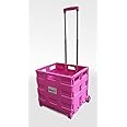 LEISURE DIRECT ® PINK HEAVY DUTY EXTRA LARGE SHOPPING GROCERY FOLDABLE FOLDING CAR BOOT CART CRATE BOX TROLLEY FOR TEACHERS COLLEGE BOOKS FOLDERS 35KG CAPACITY FOLDS FLAT (Pink Trolley 35kg)