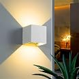 APPLIQUE CUBO LED 12W FARO FARETTO LAMPADA DA PARETE MURO DOPPIA LUCE IP65 3000K
