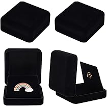 FINGERINSPIRE 4-Piece Velvet Badge Display Box - 2.75x2.63x1.16 Inch Lapel Pin Collection Holder