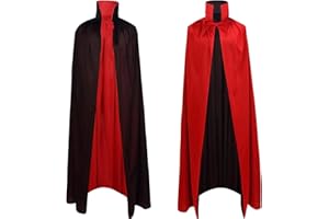 LKNBIF Vampire Cloak Black Red Cloak Vampire Cape, Vampire Costume for Adults and Children, Cosplay Party (Red Black, 140 CM)
