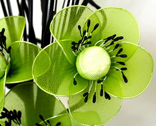Flourish Vase mit Nylon-Blume, 32 cm, Limettengrün/Erbsengrün - 4
