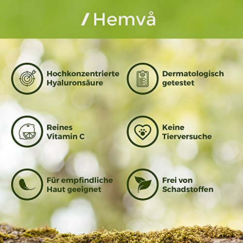 Vitamin C Serum mit Hyaluronsäure von Hemvå (hochdosiert, 50ml) – Speziell für Frauen – Gegen Falten Serum für das Gesicht, Hals & Dekolleté – #1 Anti Age Gel, auch gegen Altersflecken - 6