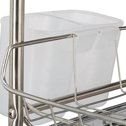 Relaxdays Abtropfgestell 2 Etagen, Besteckhalter Abtropfgitter Abtropfschale, Edelstahl HxBxT: 39,5 x 60 x 28 cm, silber - 5