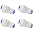 ZRM&E 4pcs 1/4" Tube Bulkhead Connector Straight Push Fit Fittings Quick Connector for RO Water Reverse Osmosis System