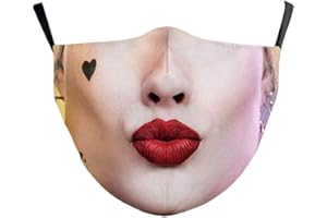 Youning 3D Mundschutz Multifunktionstuch Damen Herren Clown Ugly Lustig Lippen 3D Mund und Nasenschutz Waschbar Wiederverwendbar Mundschutz mit Motiv Weihnachten